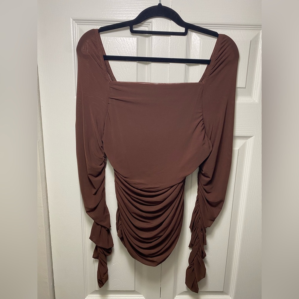 NWOT SHEIN Curve Brown Long Sleeve Top Size 2X